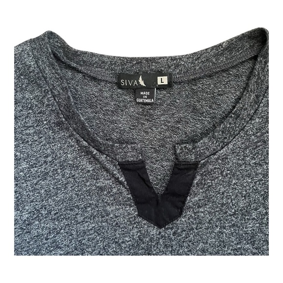 Siva casual minimalist charcoal T-shirt round/V-neck short sleeve Men’s Large - Picture 4 of 8